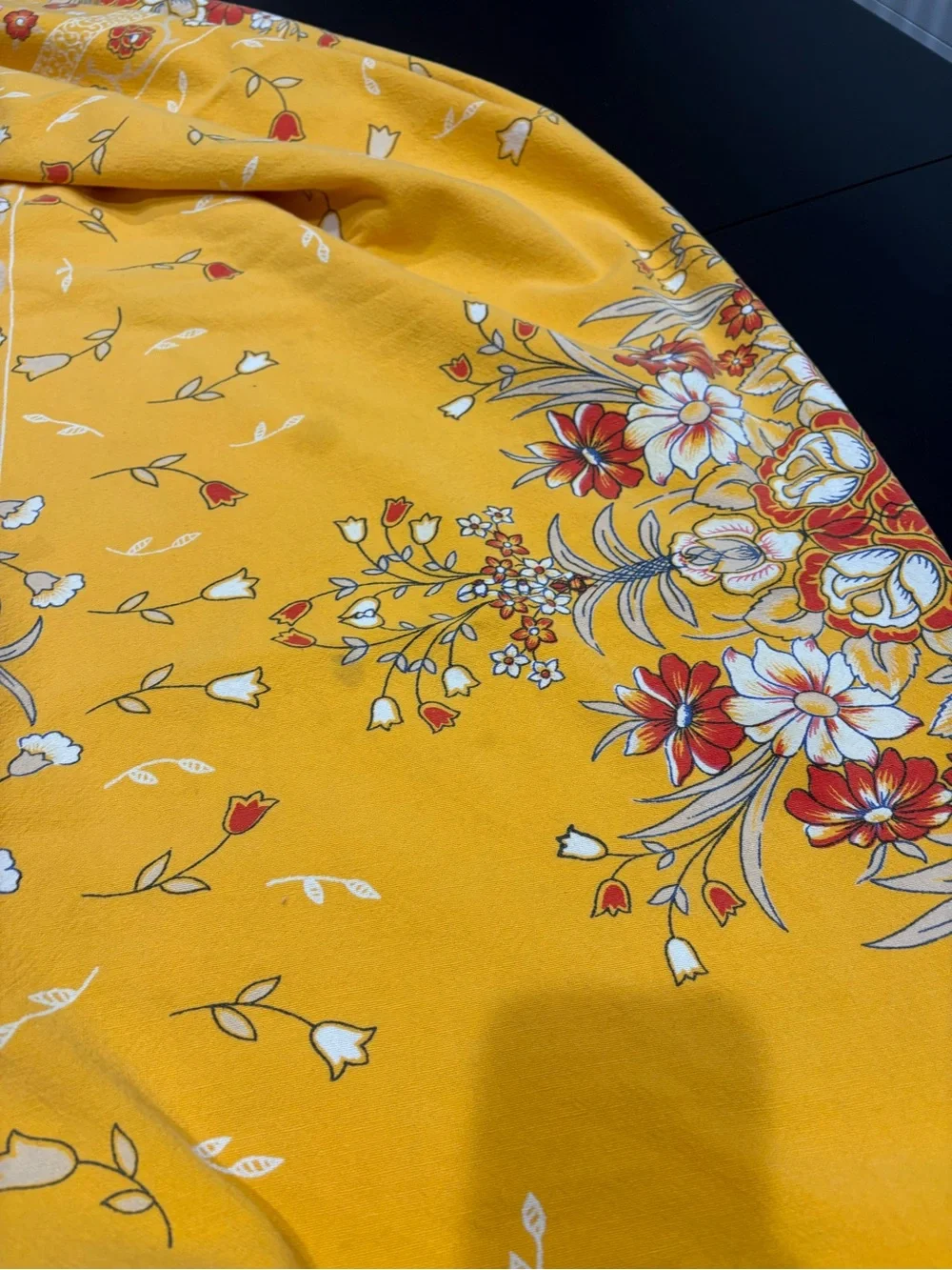 Vintage (1970’s ?) Yellow Floral Tablecloth - Elegant Dining Accent